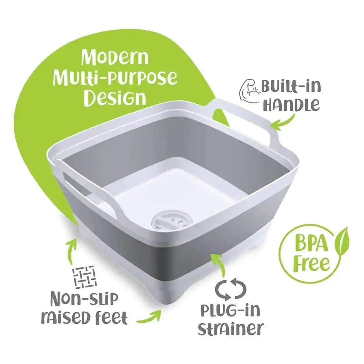 Home Spirit Collapsible Sink Basin, Portable Folding Wash Tub for Dishes, Fruits, Vegetables, Laundry & Drinks